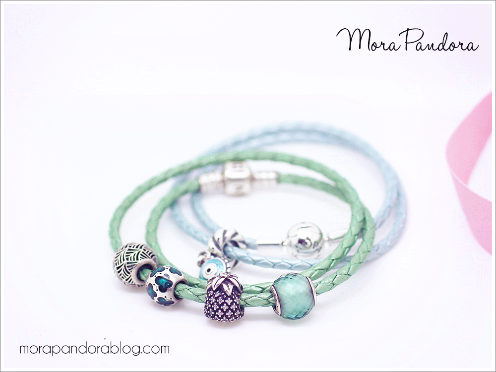 pandora summer 2016 blue leather bracelet stack